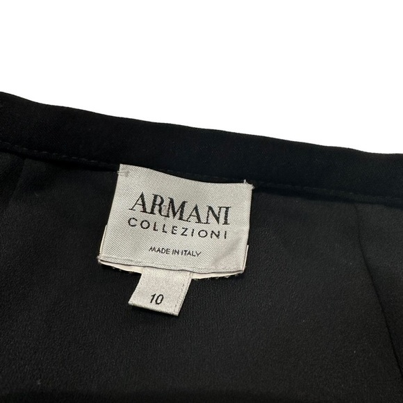 Armani Collezioni Side Zip Knee Length A Line Tulip Ruffle Skirt Black Crepe 10 - Picture 8 of 8